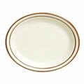 Tuxton China Bahamas 7.13 in.x 5.75 in. Narrow Rim with Brown Speckle Oval Platter - Speckled White - 3 Dozen TBS-040